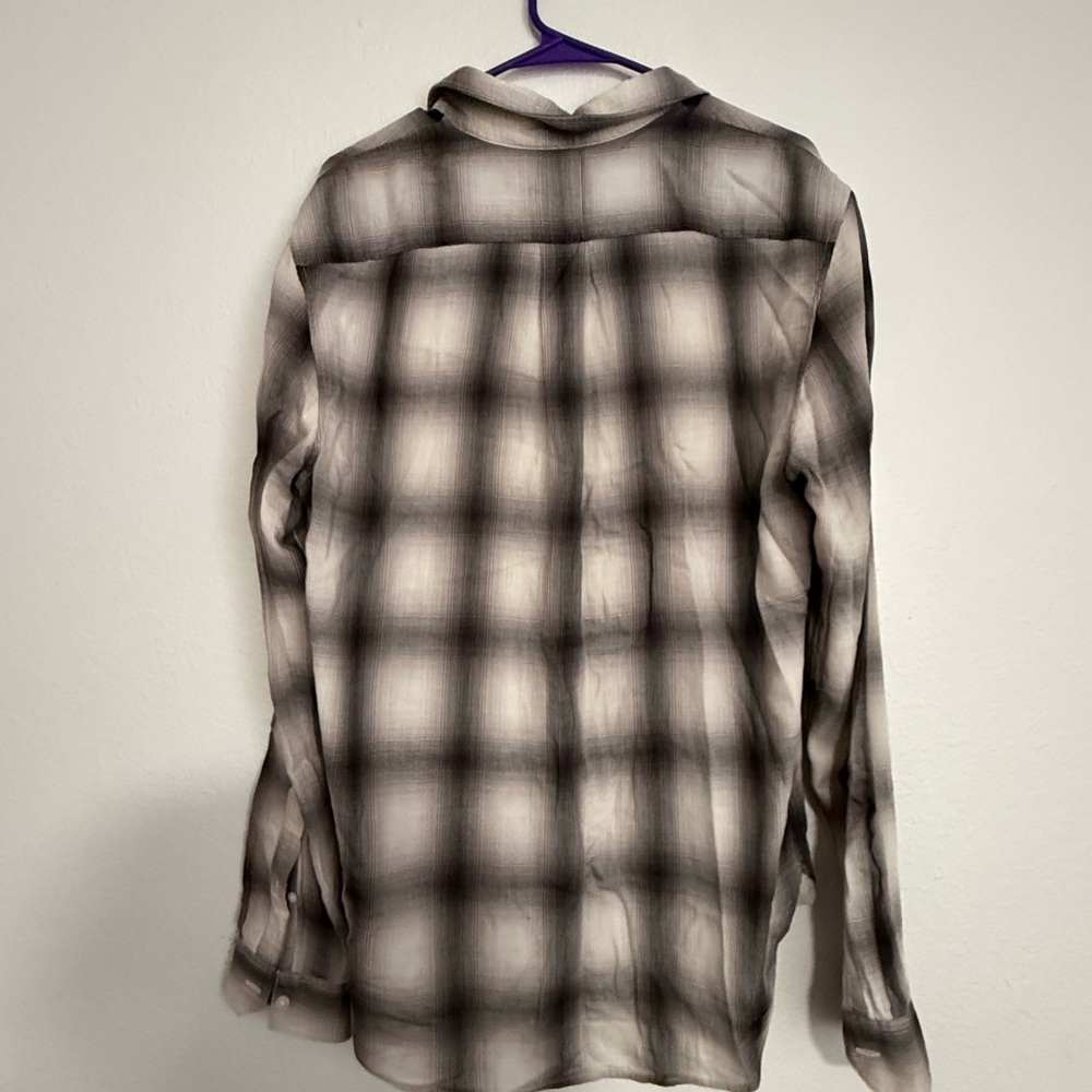 Vince Black and White Plaid Casual Button Down Shirt - Picture 3 of 5